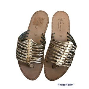 Joie a la Plage 8 / 8.5 Rose Gold Leather Sahara Sandals Braided Gladiator Size